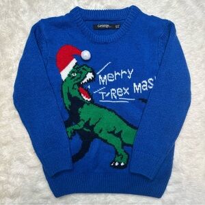 George Merry T-Rex Mas Sweater Blue Size 5T